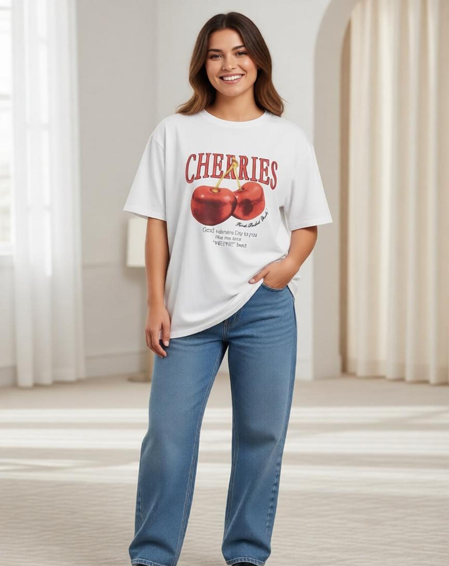 Mayorista KIS₂ - CAMISETA OVERSIZE DE MANGA CORTA CON ESTAMPADO EN EL TEJIDO CUELLO REDONDO TALLA ÚNICA