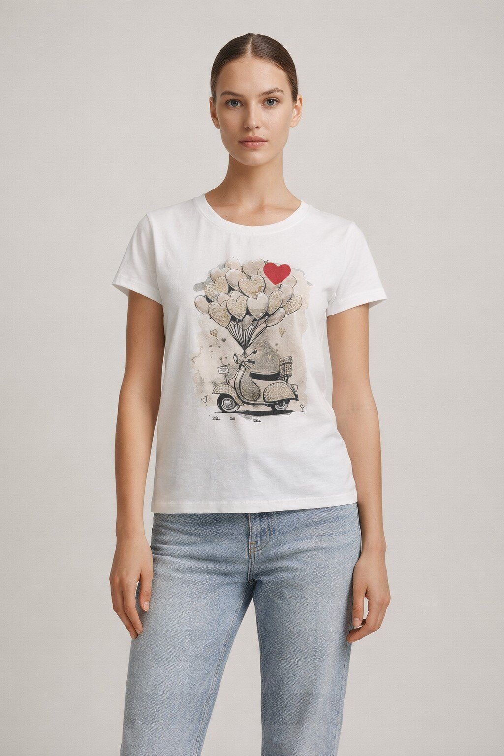 Wholesaler KIS₂ - COMFORTABLE PRINTED T-SHIRT WITH SHORT SLEEVES CREW NECK ONE SIZE