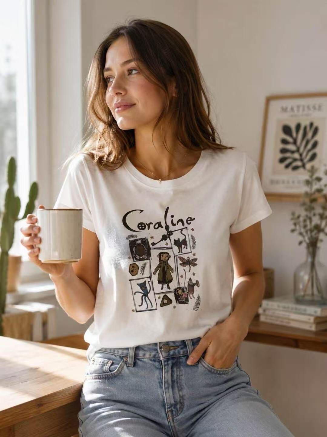 Mayorista KIS₂ - CAMISETA ESTAMPADA DE MANGA CORTA CON CUELLO REDONDO TALLA ÚNICA