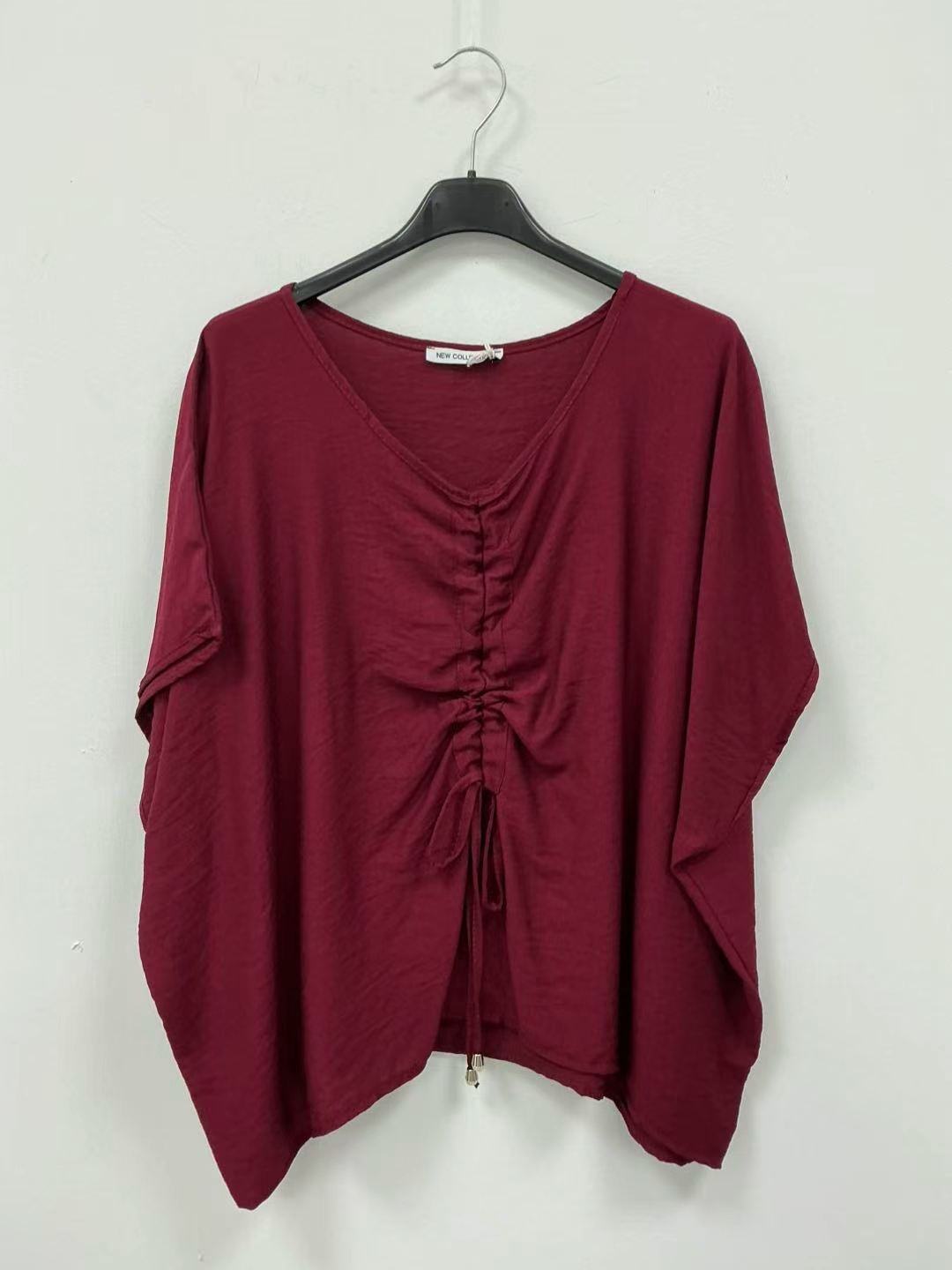 Mayorista KIS₂ - CAMISETA LIGERA Y CÓMODA CON MANGAS CORTAS CUELLO REDONDO COLOR LISO TALLA ÚNICA