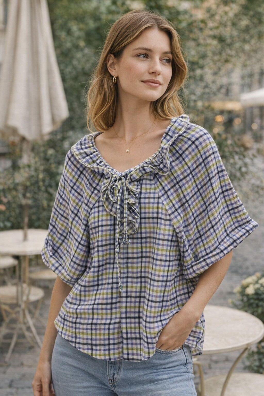 Wholesaler KIS₂ - Colorful short-sleeve checkered T-shirt one size