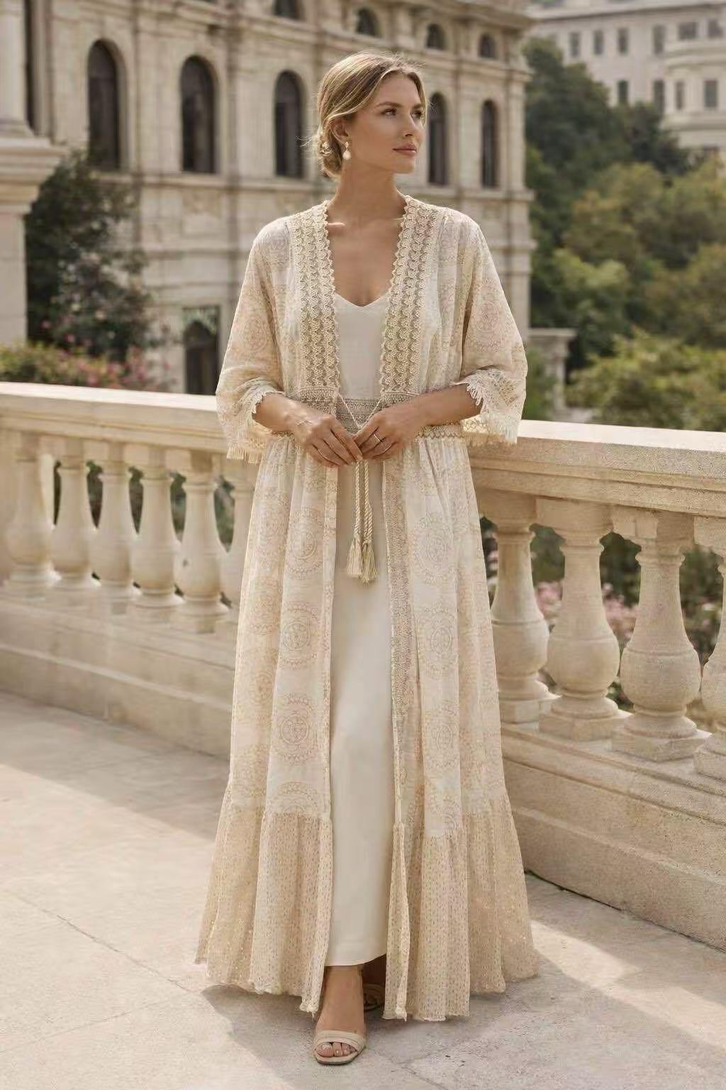 Wholesaler KIS₂ - VINTAGE LONG JACKET HALF SLEEVE FRONT OPEN COMFORTABLE ONE SIZE LOOSE FIT