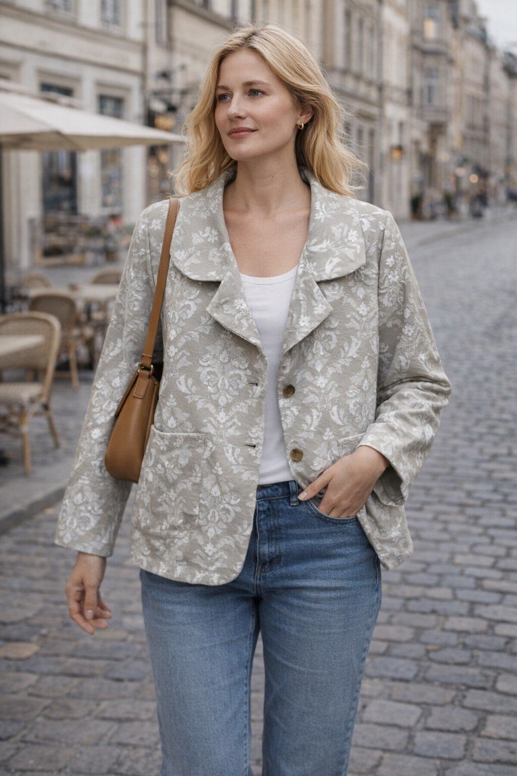 Grossiste KIS₂ - VESTE FLORALE COL EN V MANCHES LONGUES AVEC POCHES BOUTONS TAILLE UNIQUE OVERSIZE