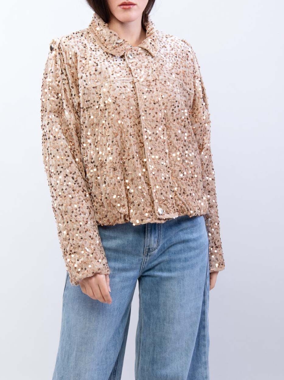 Wholesaler KIS₂ - ELEGANT SEQUIN JACKET LONG SLEEVE SHINY SOLID COLOR ONE SIZE