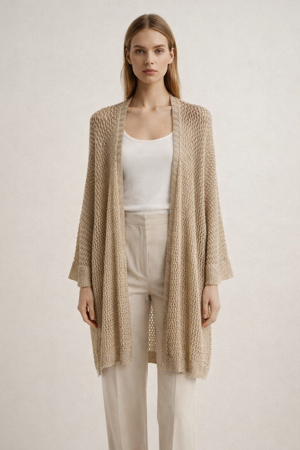Wholesaler KIS₂ - LONG CARDIGAN WITH LONG SLEEVES OPEN FRONT COMFORTABLE SUITABLE FOR SUMMER ONE SIZE