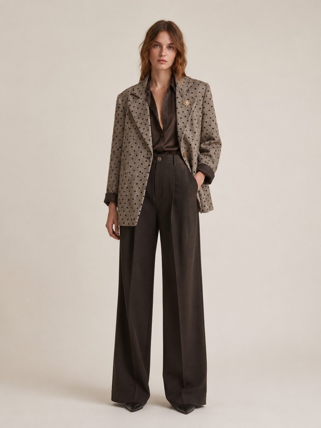 Grossiste KIS₂ - VESTE CHAUDE AVEC IMPRIMÉ COL EN V MANCHES LONGUES BOUTONS ET POCHES FRONTALES CONFORTABLE TAILLE UNIQUE