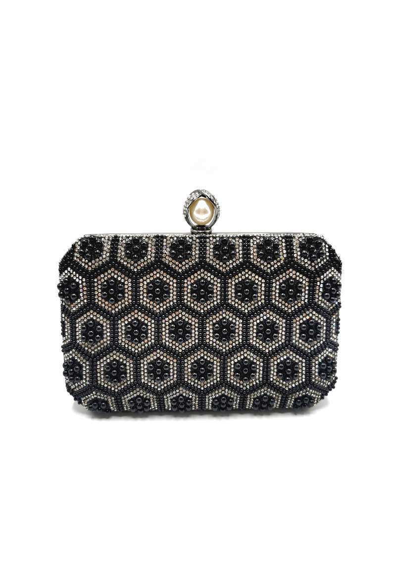Wholesaler KL - Beaded and rhinestone minaudière handbag
