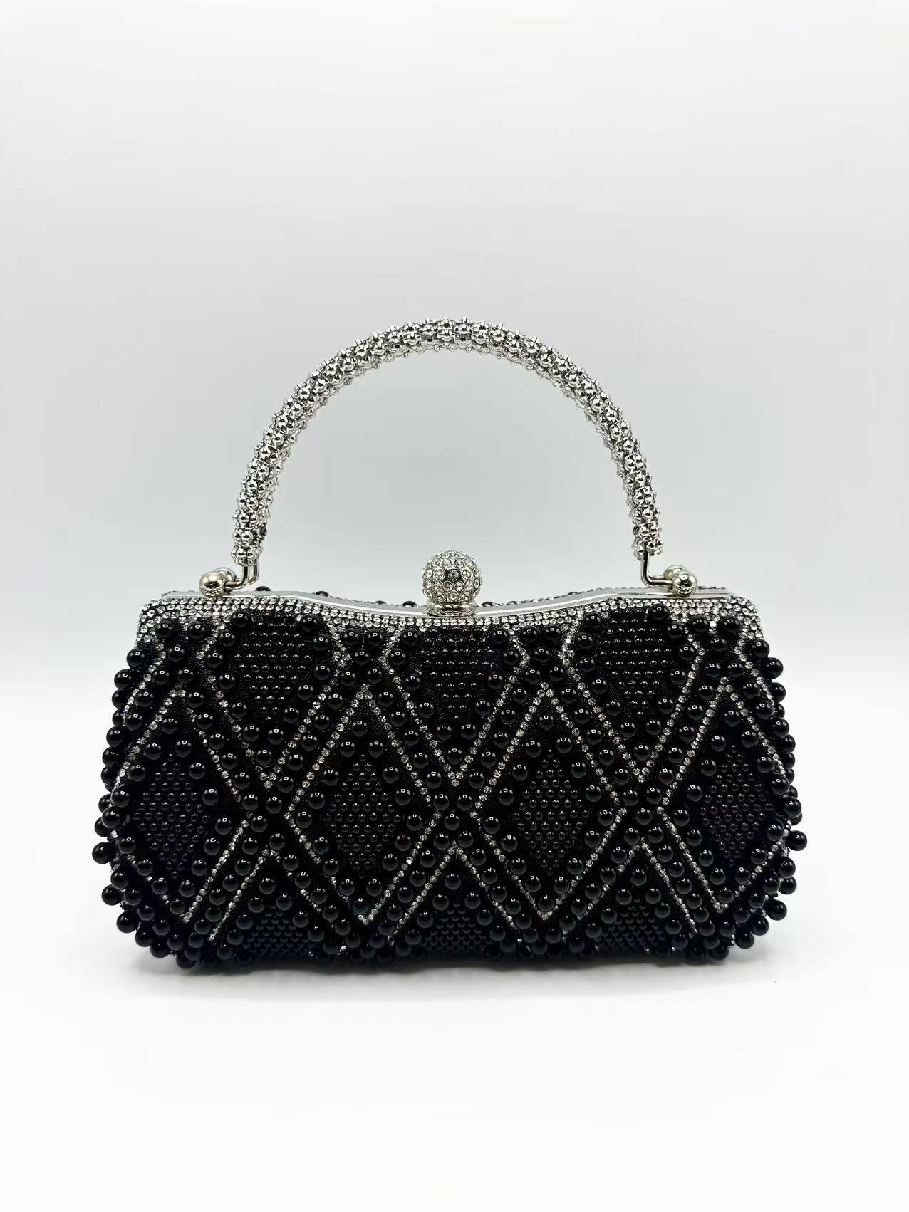 Mayorista KL - Bolso de mano con perlas y pedrería
