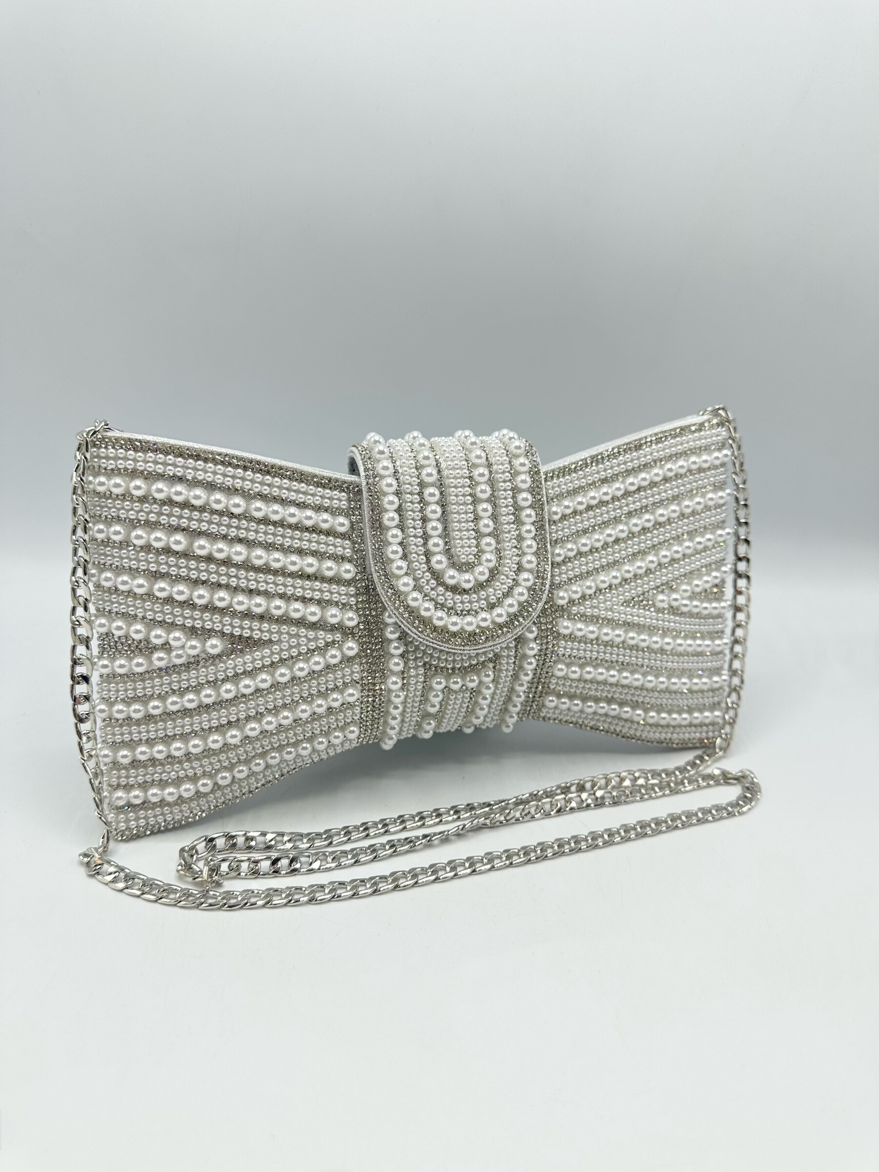 Wholesaler KL - Bag Evening Bag knot with pearls and rhinestones