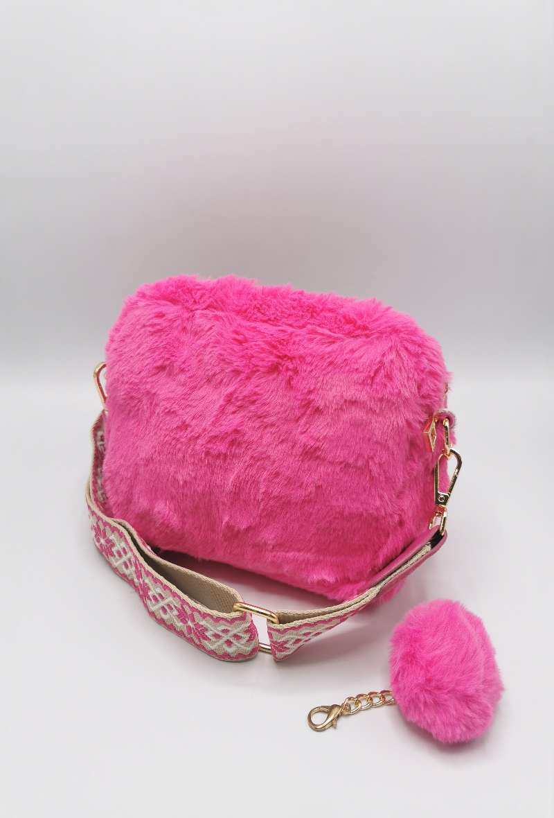 Mayorista KL - Bolso bandolera pelo sintético con pompón