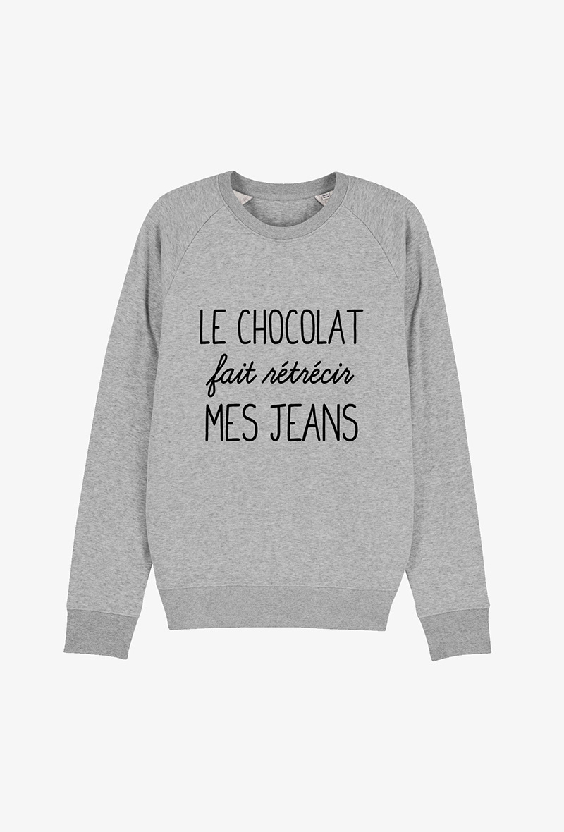 Wholesaler Koloris - Sweat Gris - Le chocolat fait rétrécir mes jeans