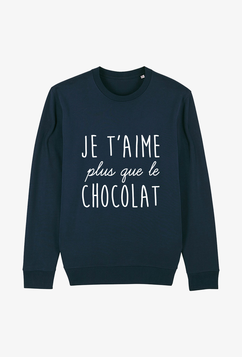 Grossiste Koloris - Sweat Adulte Marine - Je t'aime plus que le chocolat