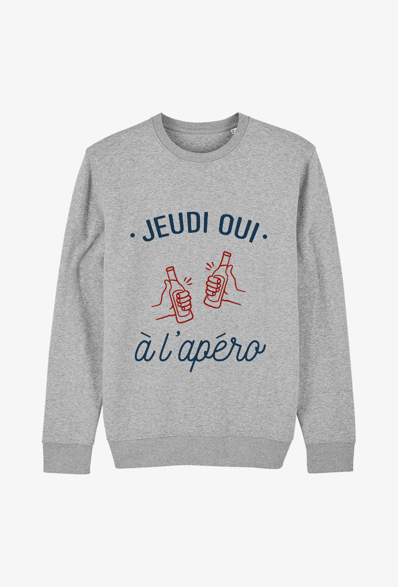 Grossiste Koloris - Sweat Adulte Gris  - Jeudi oui à l'apéro