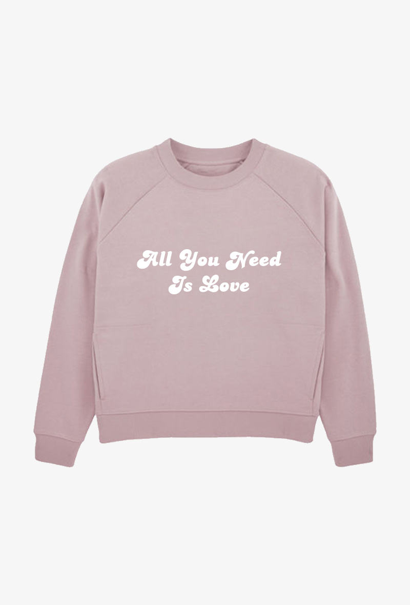 Grossiste Koloris - Sweat Adulte Lila COTON BIOLOGIQUE - All you need is love.