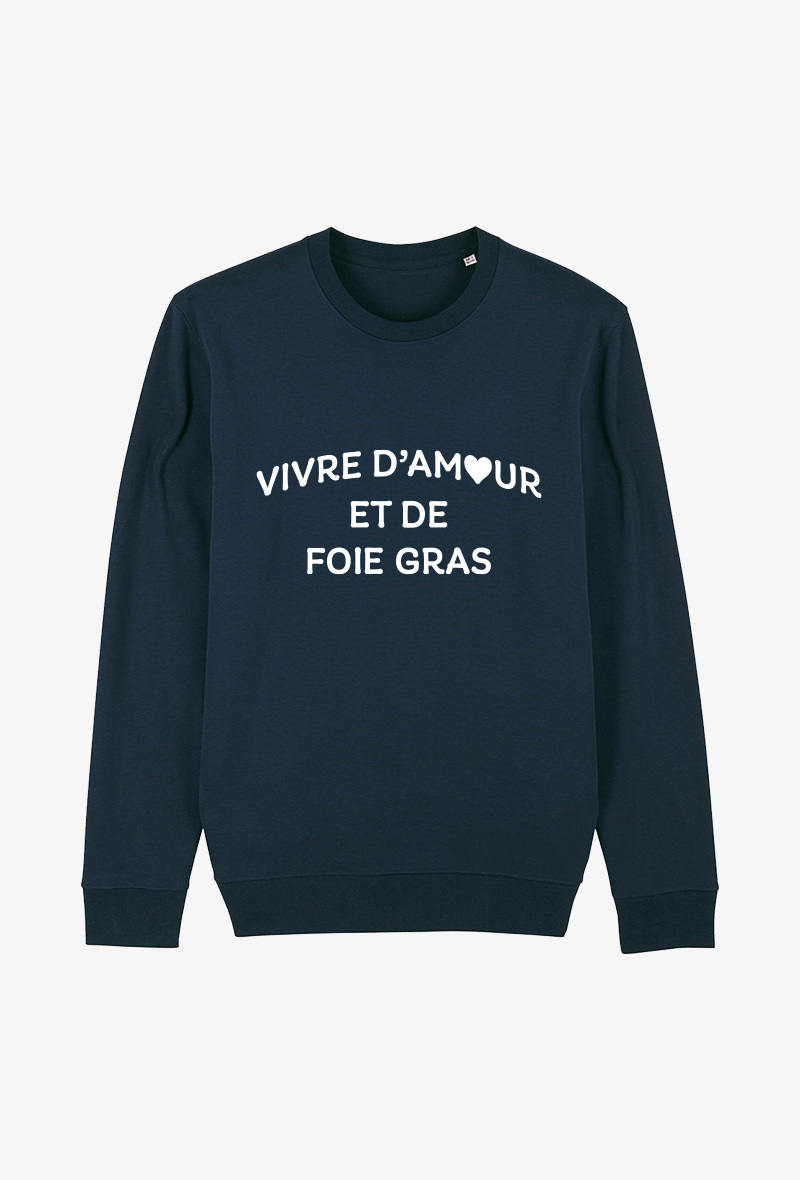 Wholesaler Koloris - Sweat Adulte Marine - Vivre d'amour et de foie gras