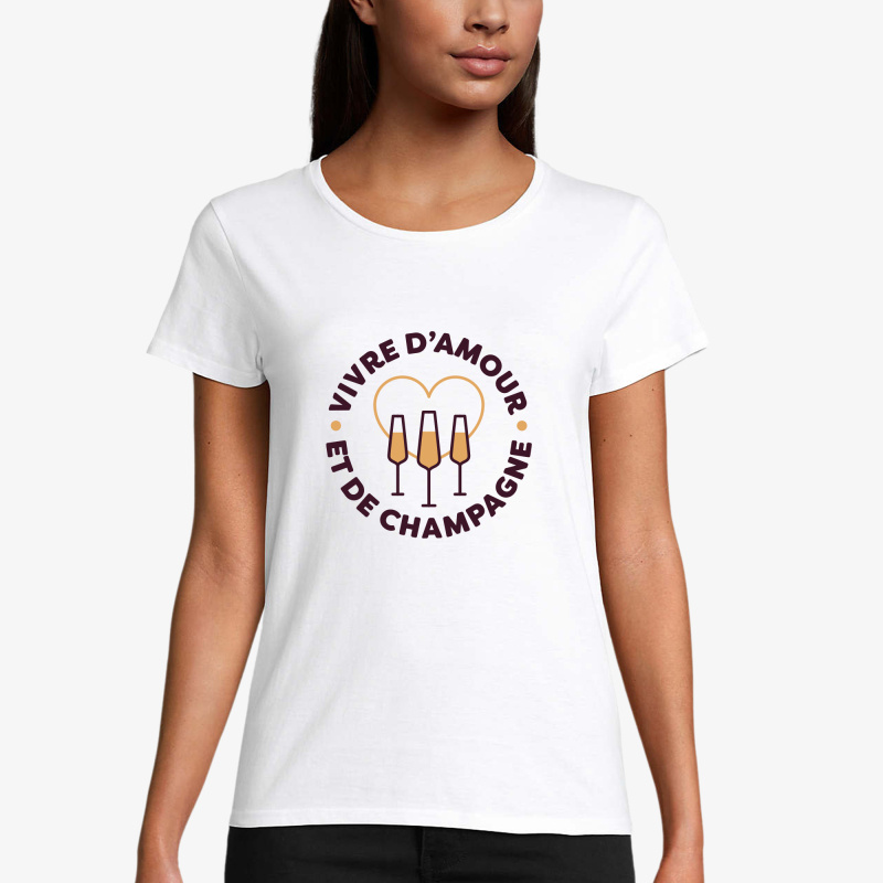 Wholesaler Koloris - Women's t-shirt - Living on love and champagne