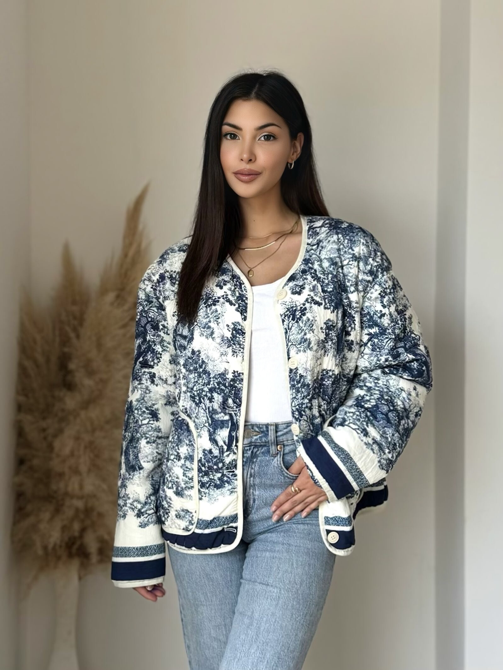 Großhändler Koolook - Steppjacke mit Blattmuster