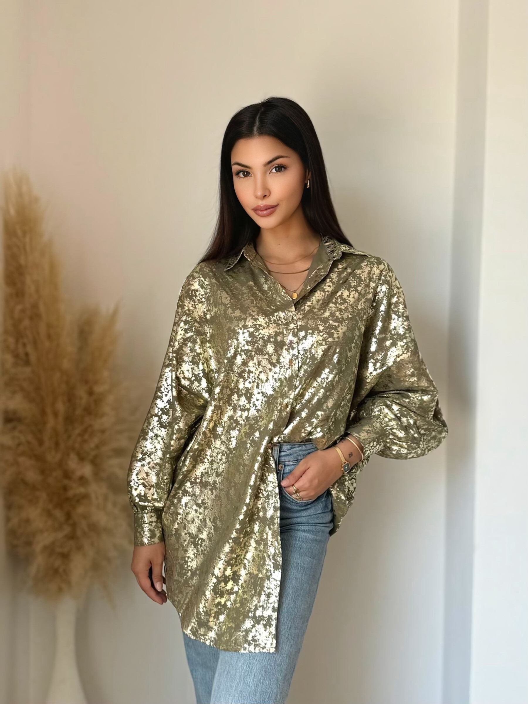 Grossista Koolook - Camicia lunga stampata metalizzata