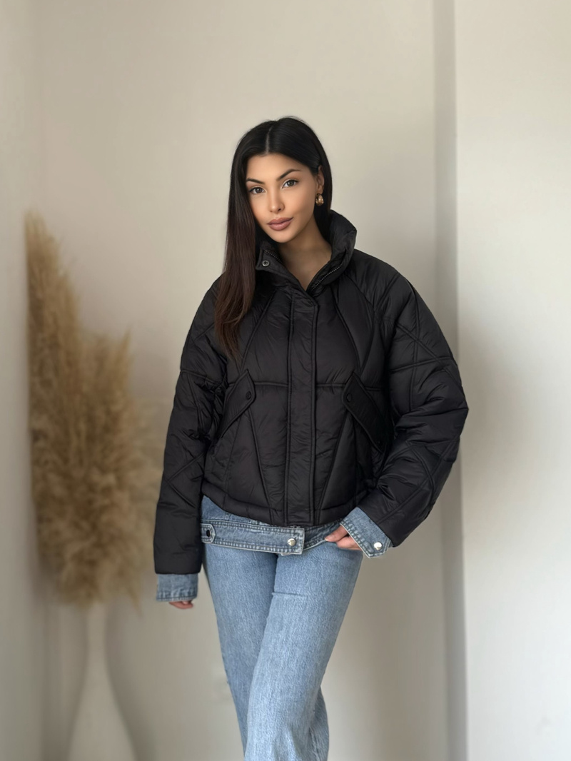 Wholesaler Koolook - Quilted down jacket with denim edge