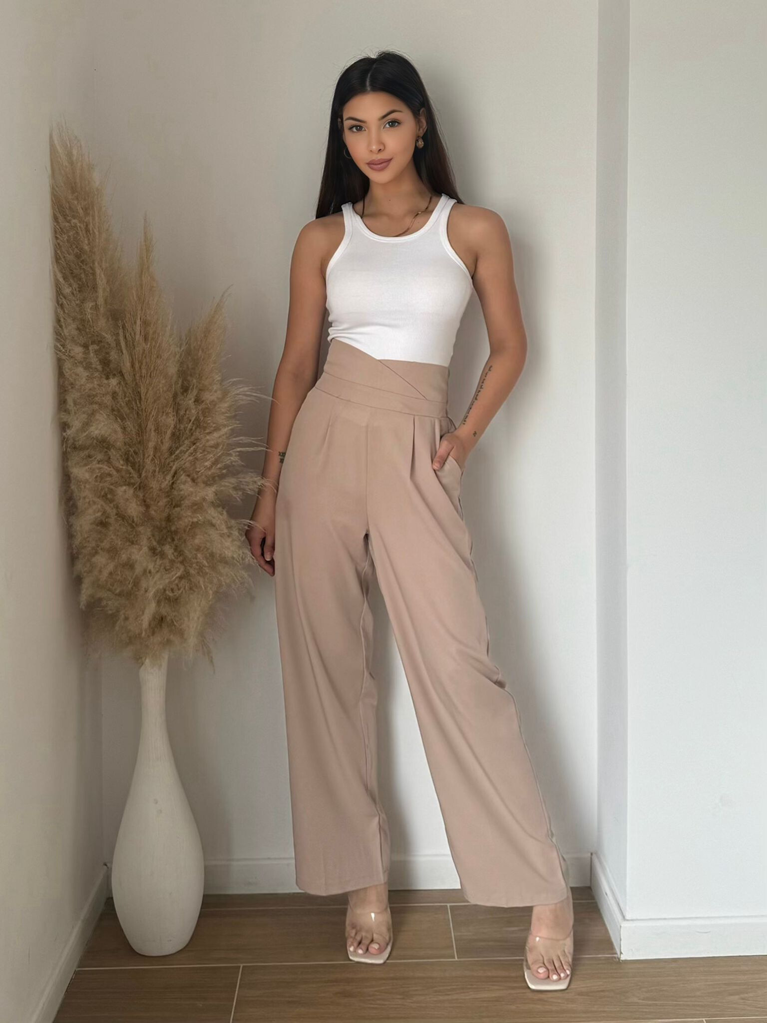 Grossista Koolook - Pantaloni a vita alta dal taglio dritto