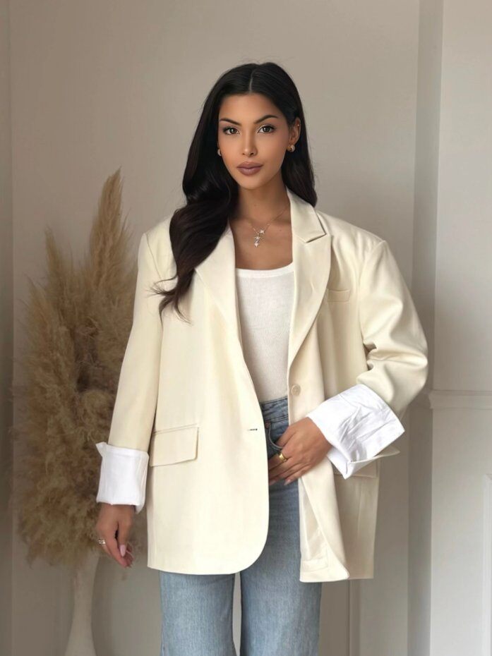Großhändler Koolook - Oversize-Blazer mit umgeschlagenen Ärmeln