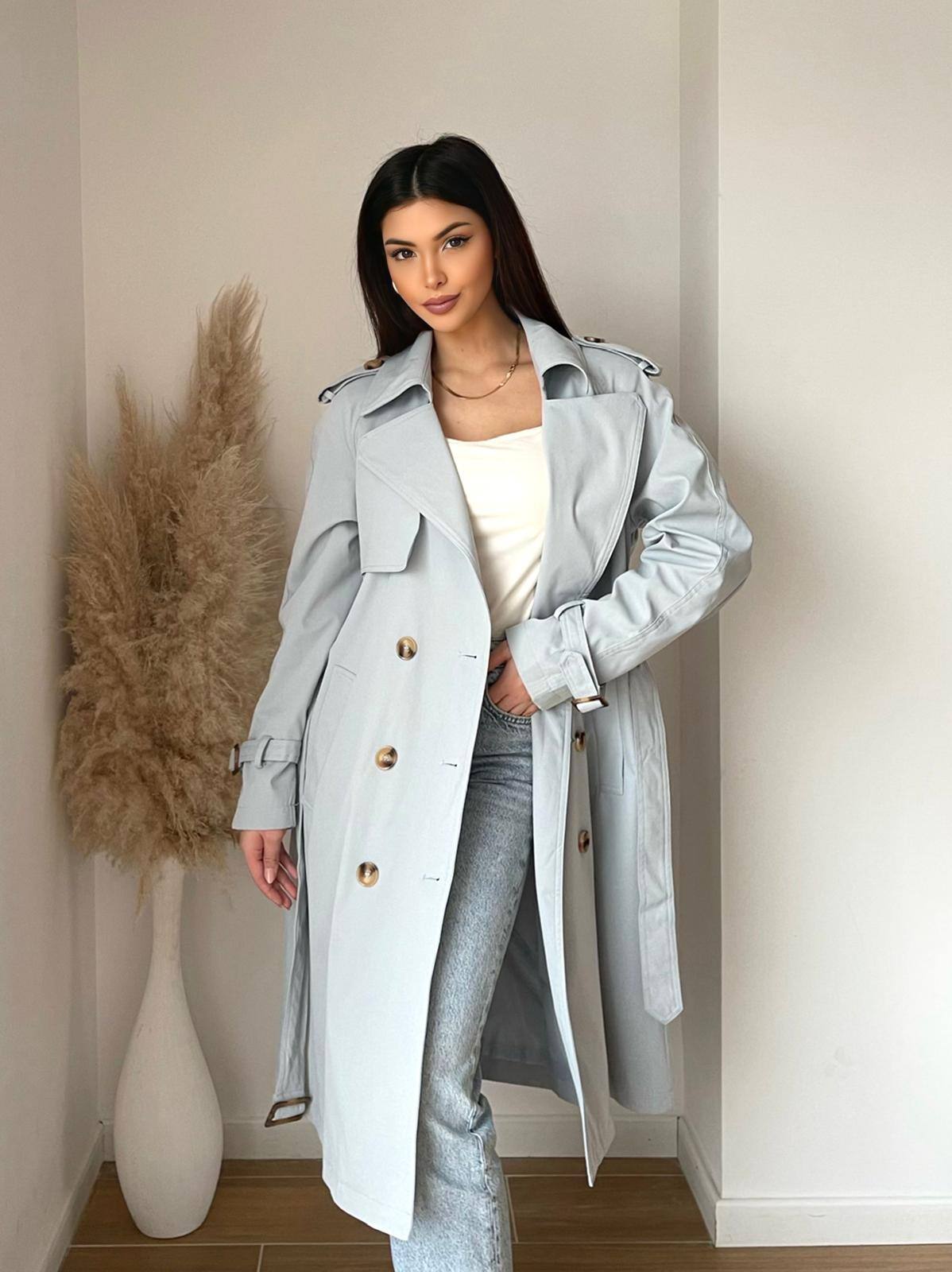 Grossiste Koolook - Trench-coat mi-long Intemporel à Double Boutonnage