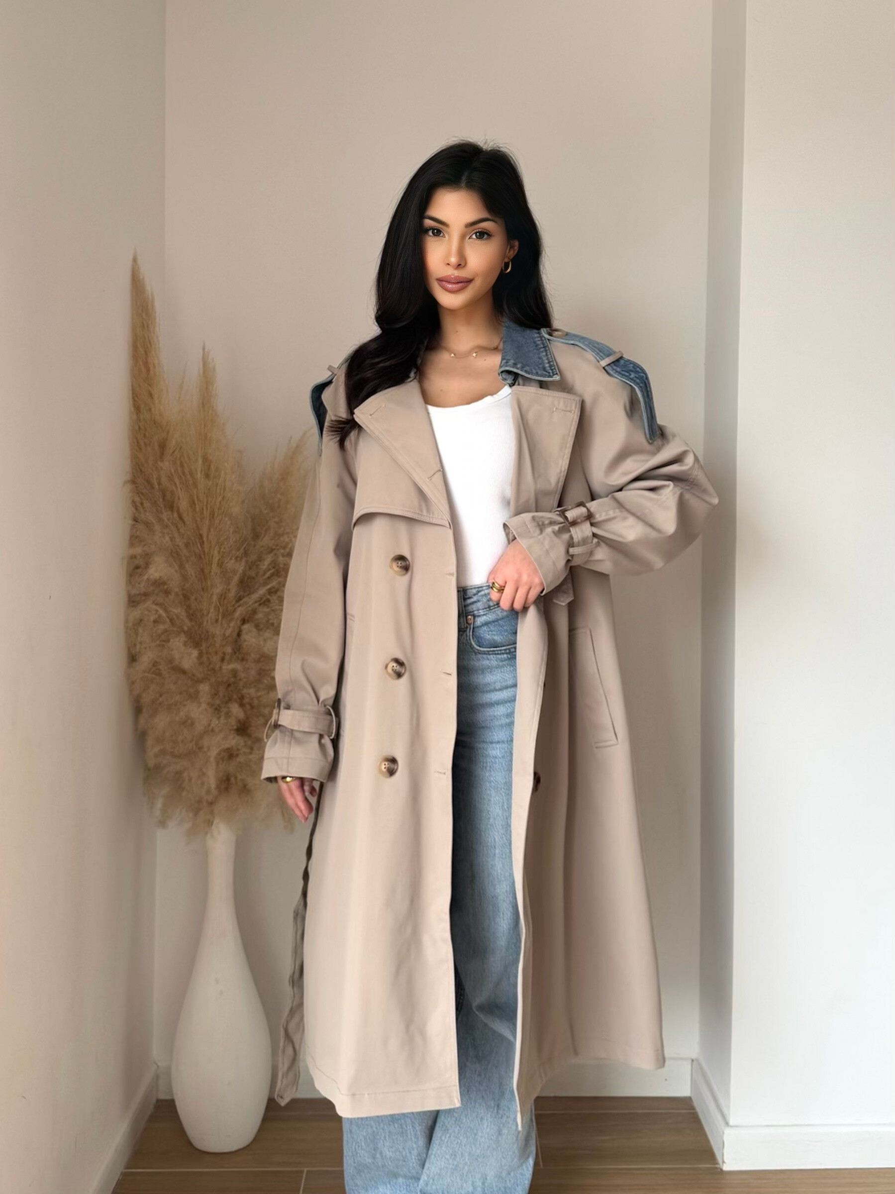 Mayorista Koolook - CHAQUETA / GABARDINA EN DOS MATERIALES
