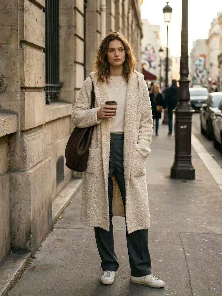 Grossiste KORADOR - Manteau long ouvert en bouclé texturé