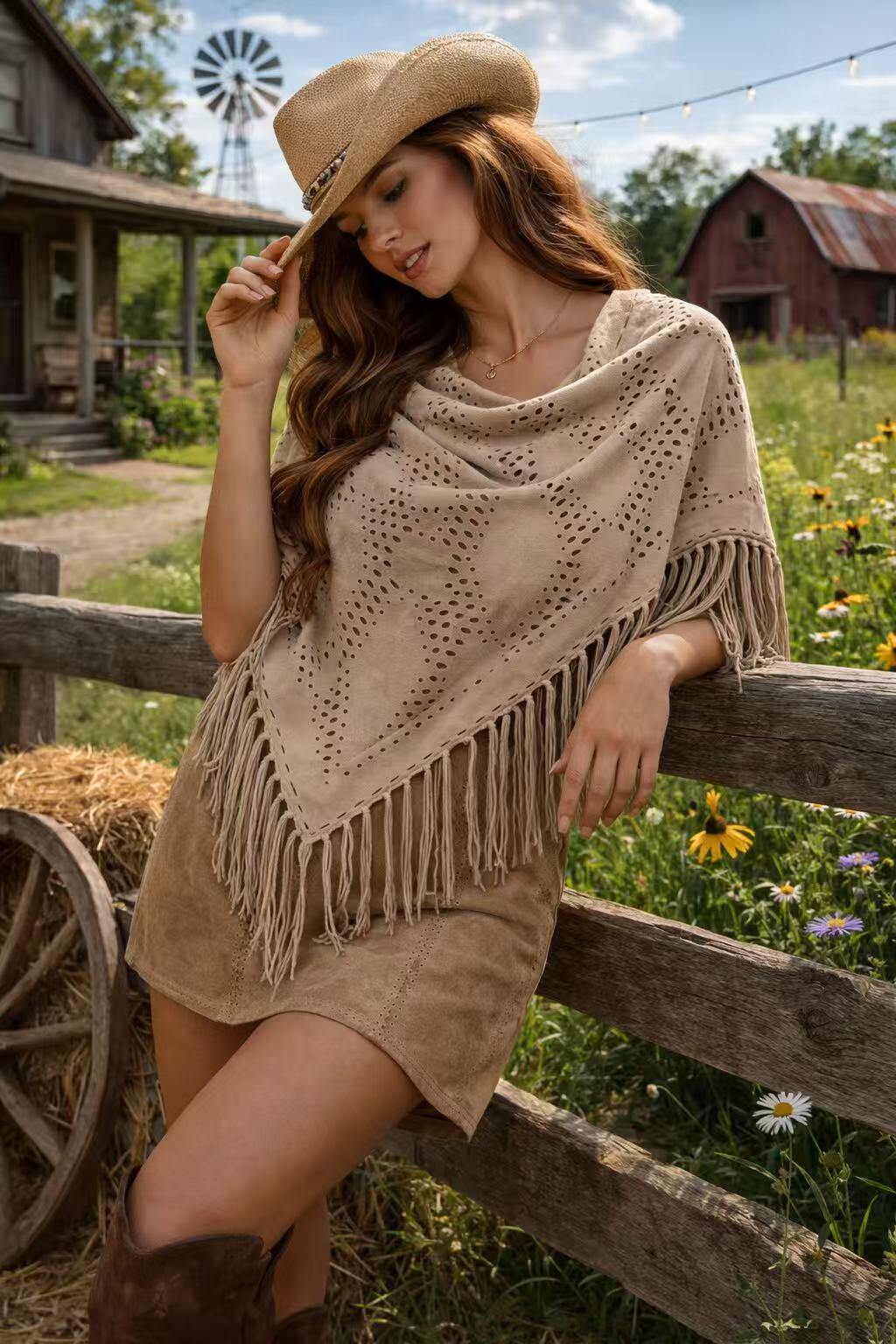 Mayorista Kothè - Capas de mujer caladas con flecos