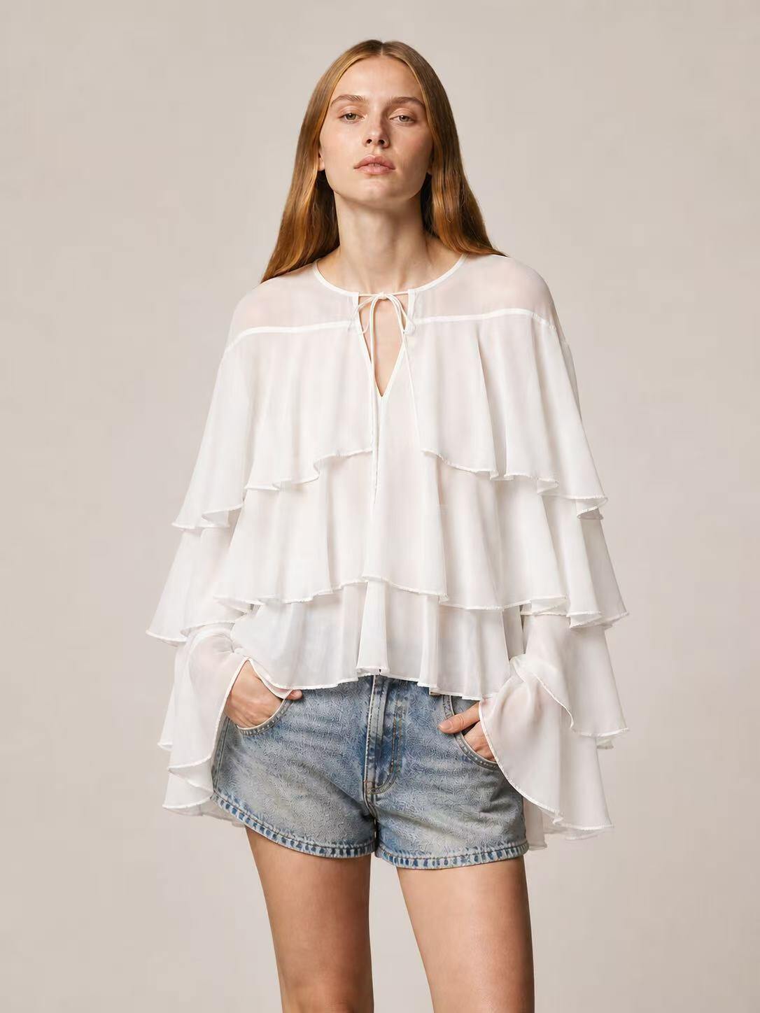 Mayorista Kothè - Blusa de mujer con volantes suaves