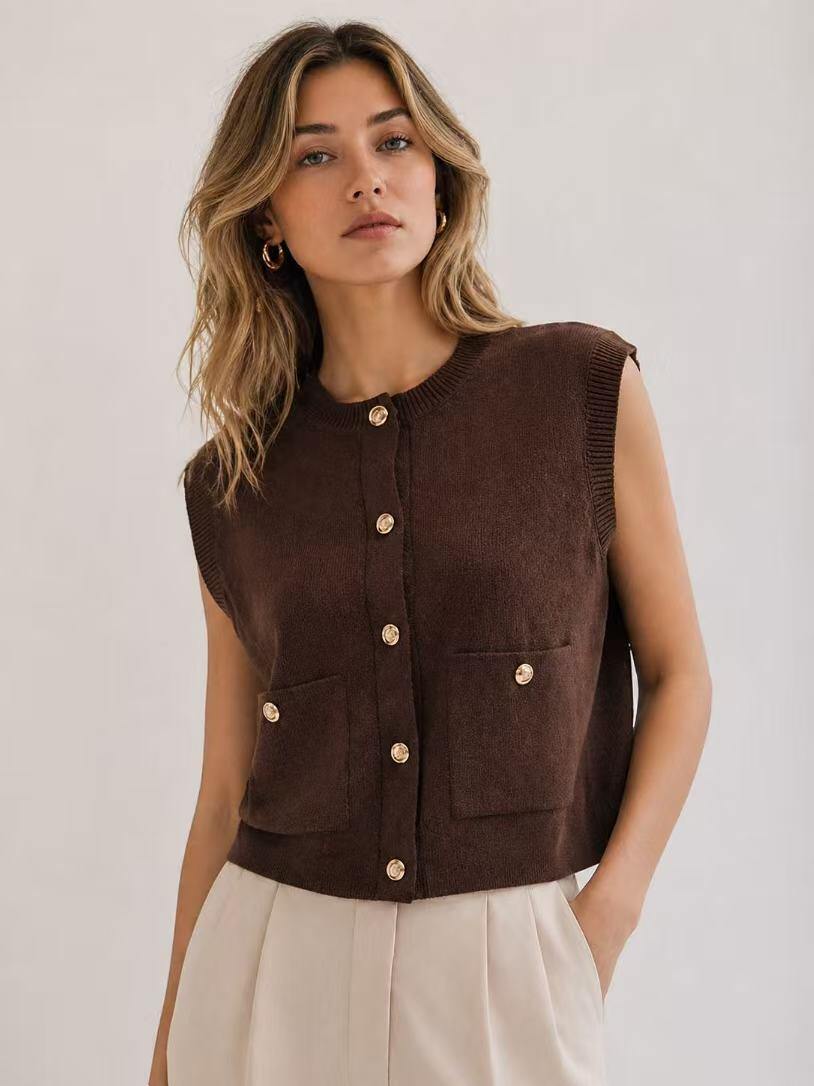 Wholesaler Kothè - Women's cotton vest with gold buttons