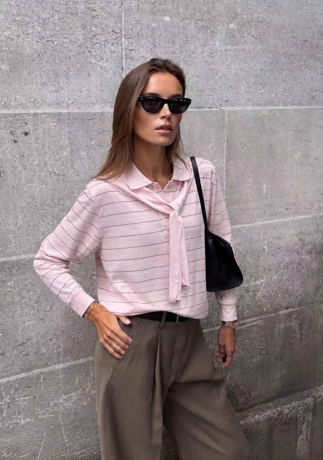 Grossista Kothè - Maglia da donna in poliestere e cotone con righe orizzontali e coprispalle
