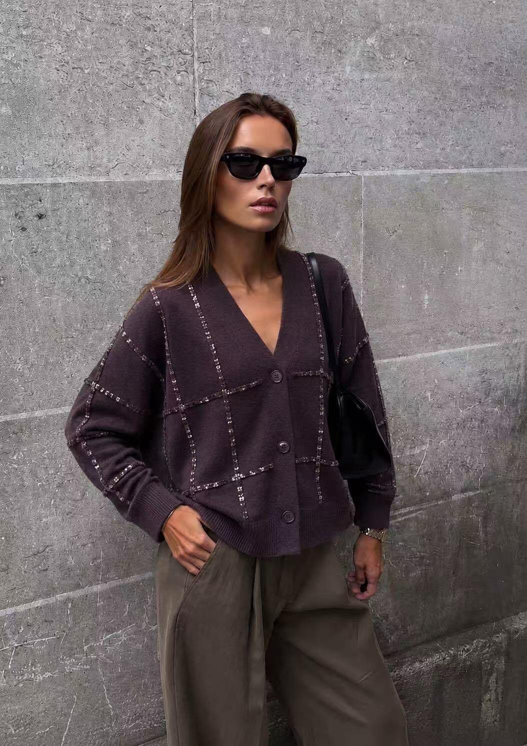 Wholesaler Kothè - Women's viscose cardigan with sequins and decorative details