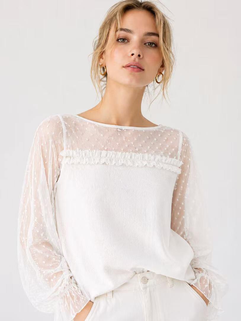 Mayorista Kothè - Jersey de viscosa con mangas de tul