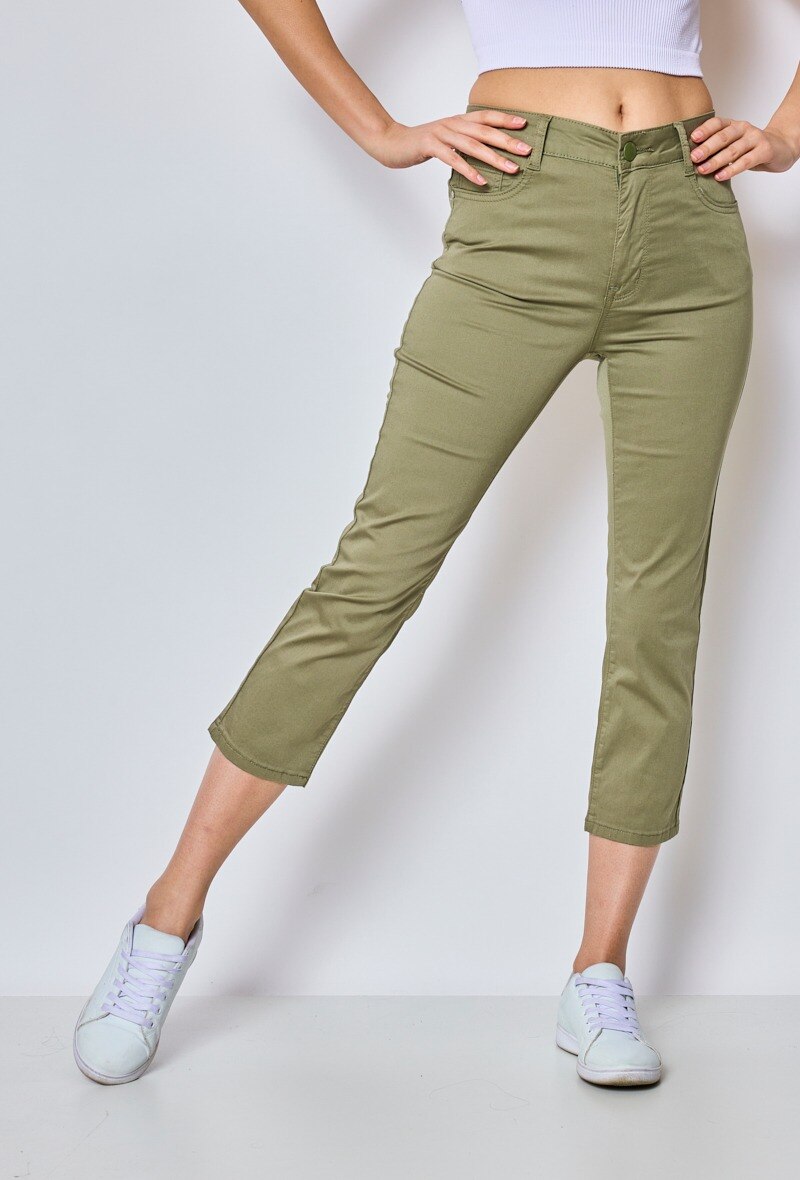 Wholesaler KY CREATION DENIM - High Waisted Slim Fit Cropped Trousers