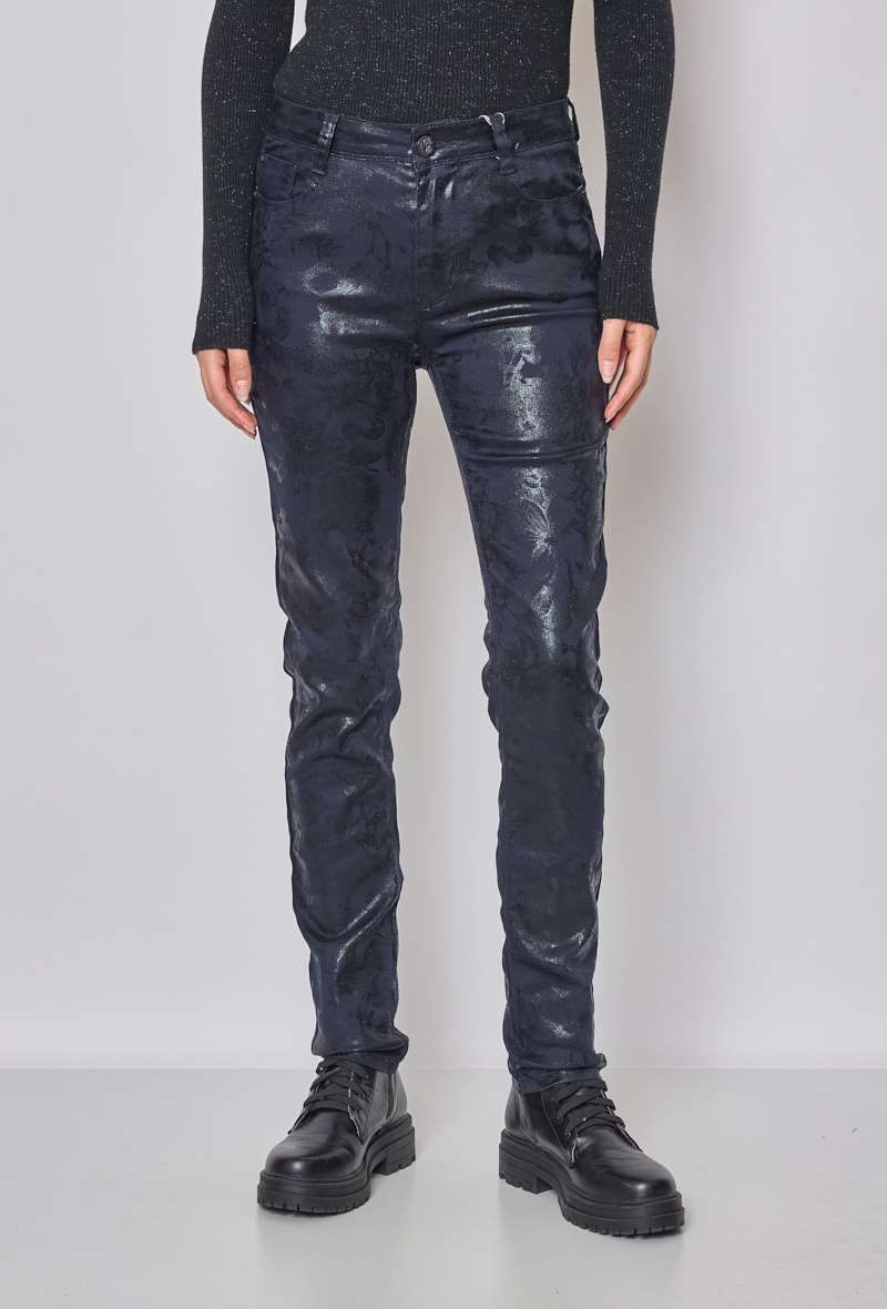 Wholesaler KY CREATION DENIM - High Waisted Slim Trousers - Oiled