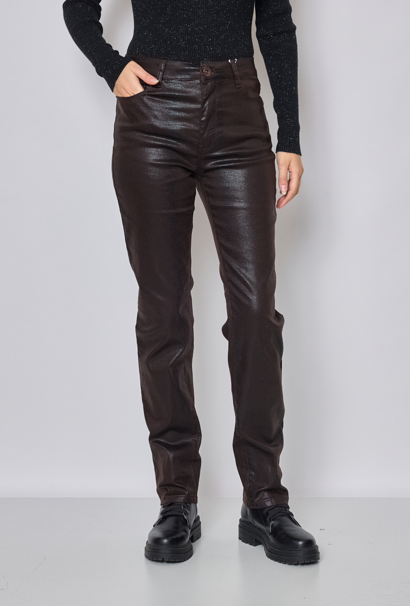 Wholesaler KY CREATION DENIM - High Waist Straight Trousers - Snake Pattern