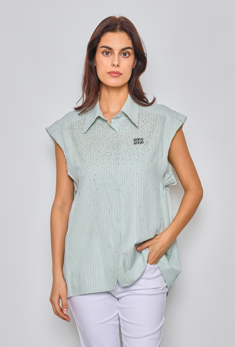 Grossiste KY CREATION OUTLET - Chemise à rayure sans manches