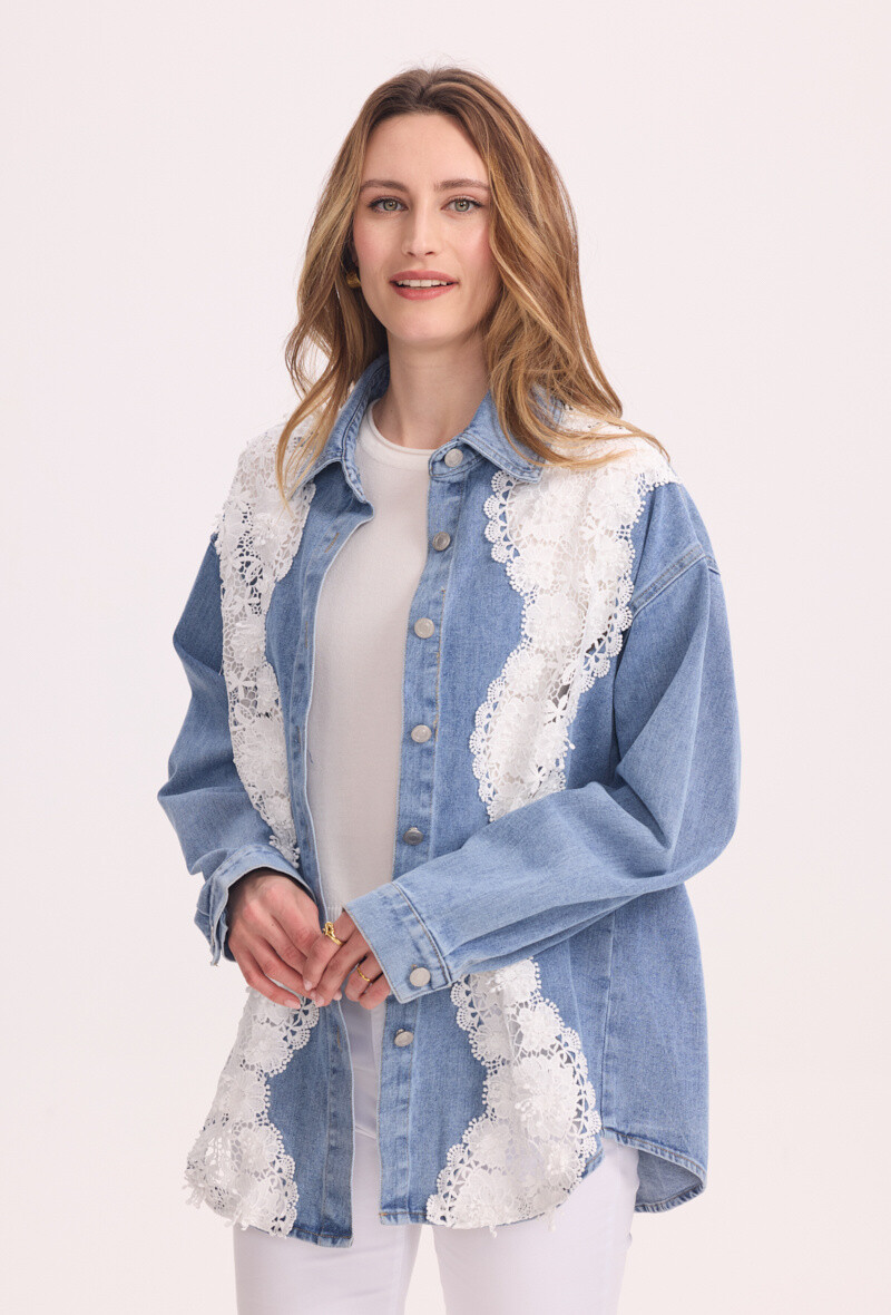 Wholesaler KY CREATION - Denim shirt with embroidery