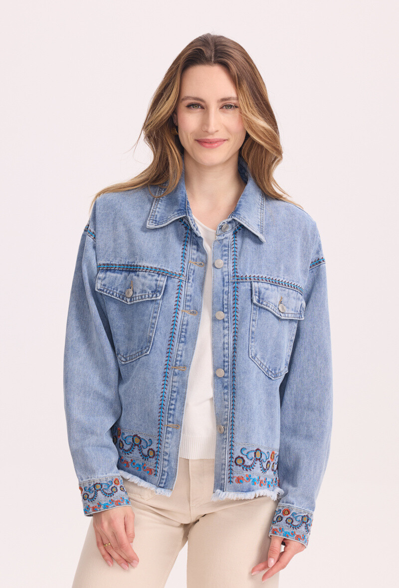 Wholesaler KY CREATION - Denim shirt with embroidery