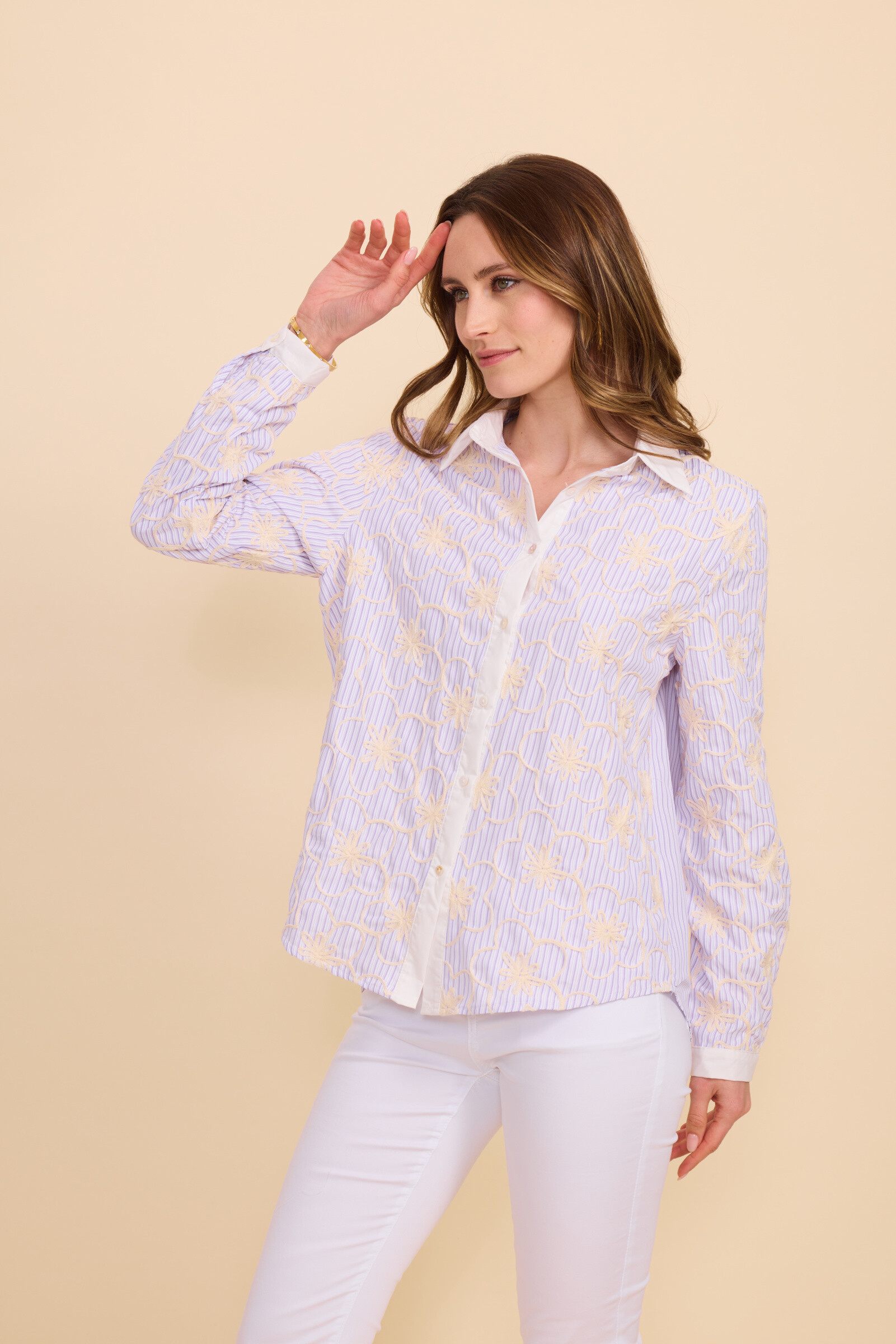 Wholesaler KY CREATION - Striped shirt with embroidered patterns
