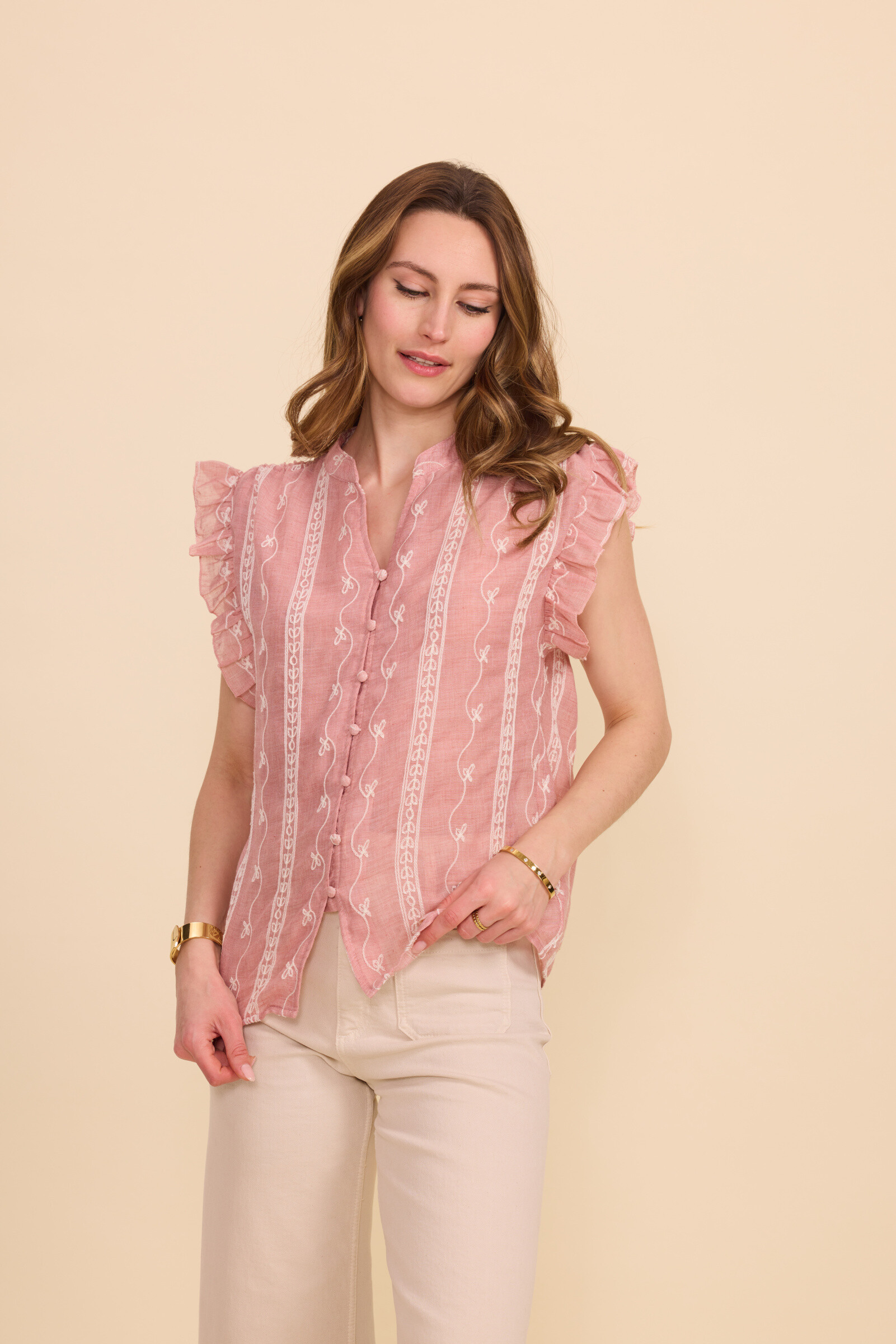 Wholesaler KY CREATION - Cotton top with embroidered patterns