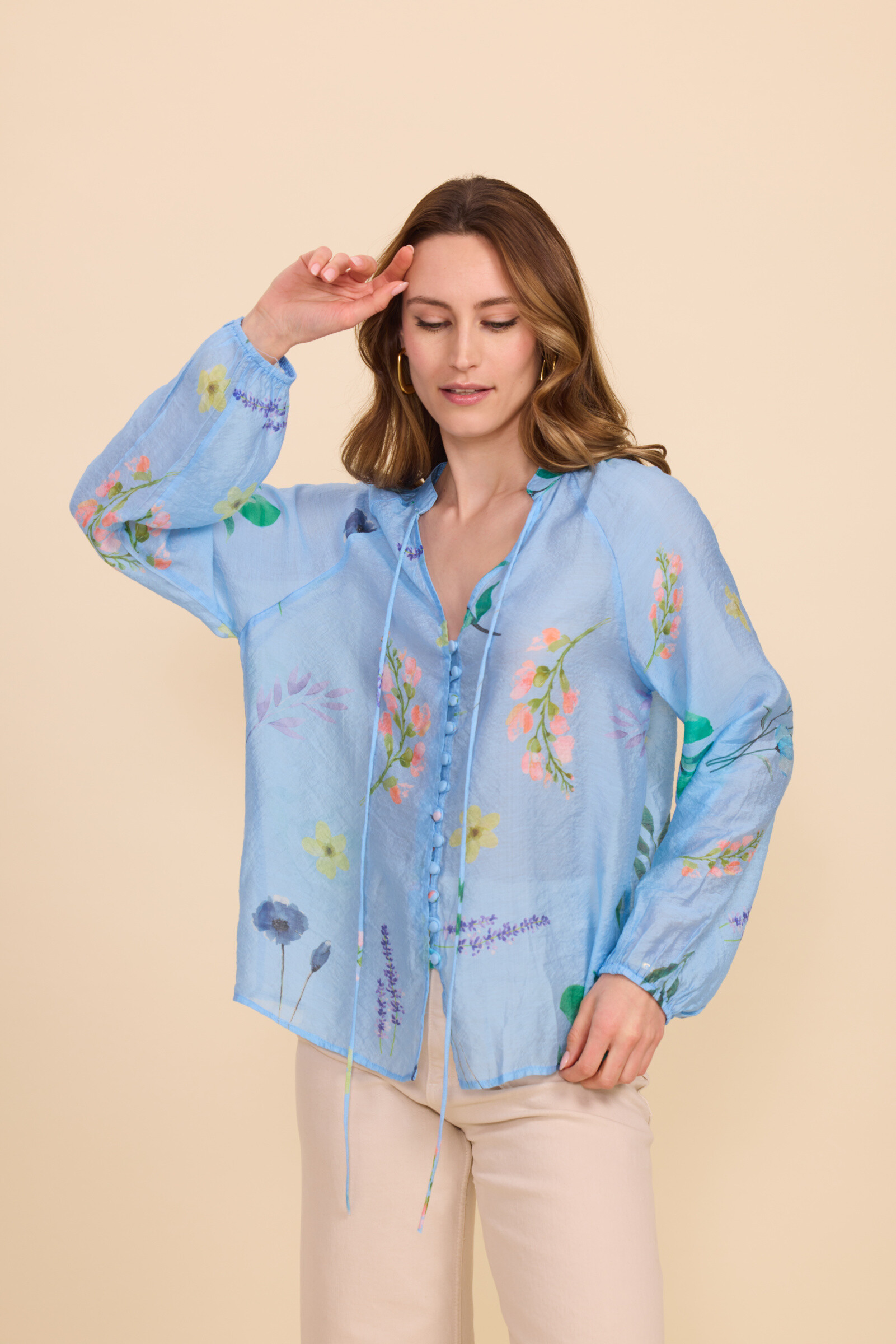 Wholesaler KY CREATION - Printed long sleeve shirt, round neck