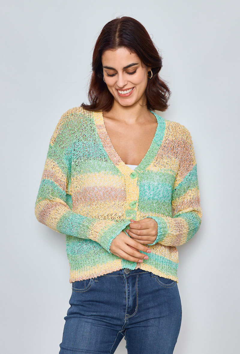 Großhändler KY CREATION - Mehrfarbiger Häkel-Cardigan