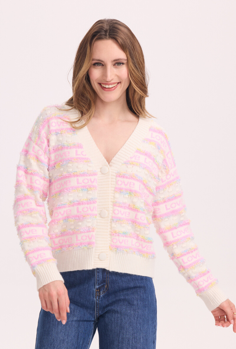 Wholesaler KY CREATION - LOVE strip cardigan