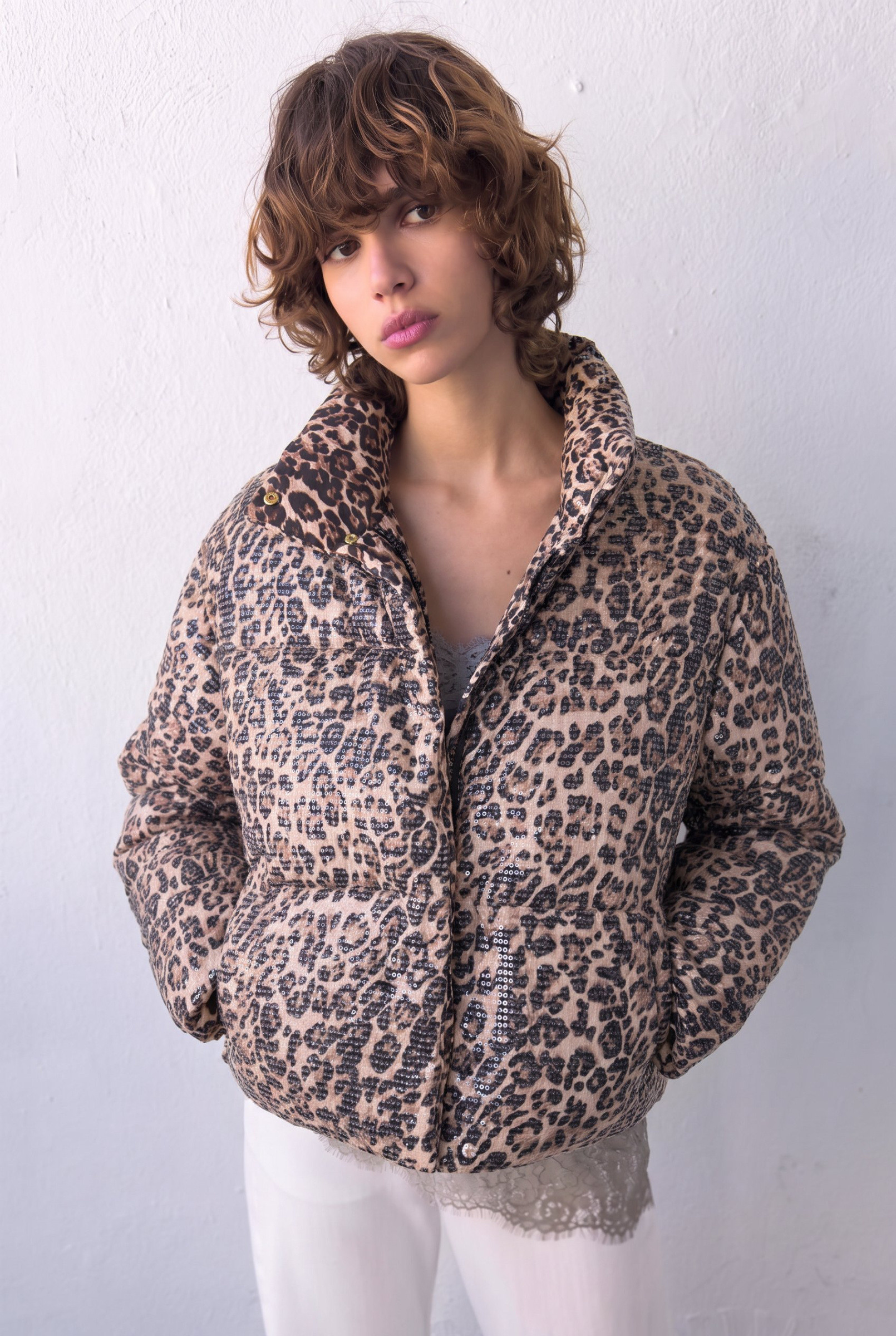 Wholesaler KY CREATION - Leopard sequin puffer jacket