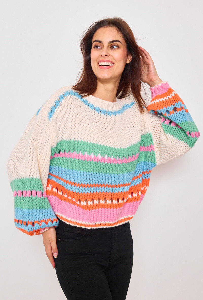 Mayorista KY CREATION - Suéter de punto multicolor