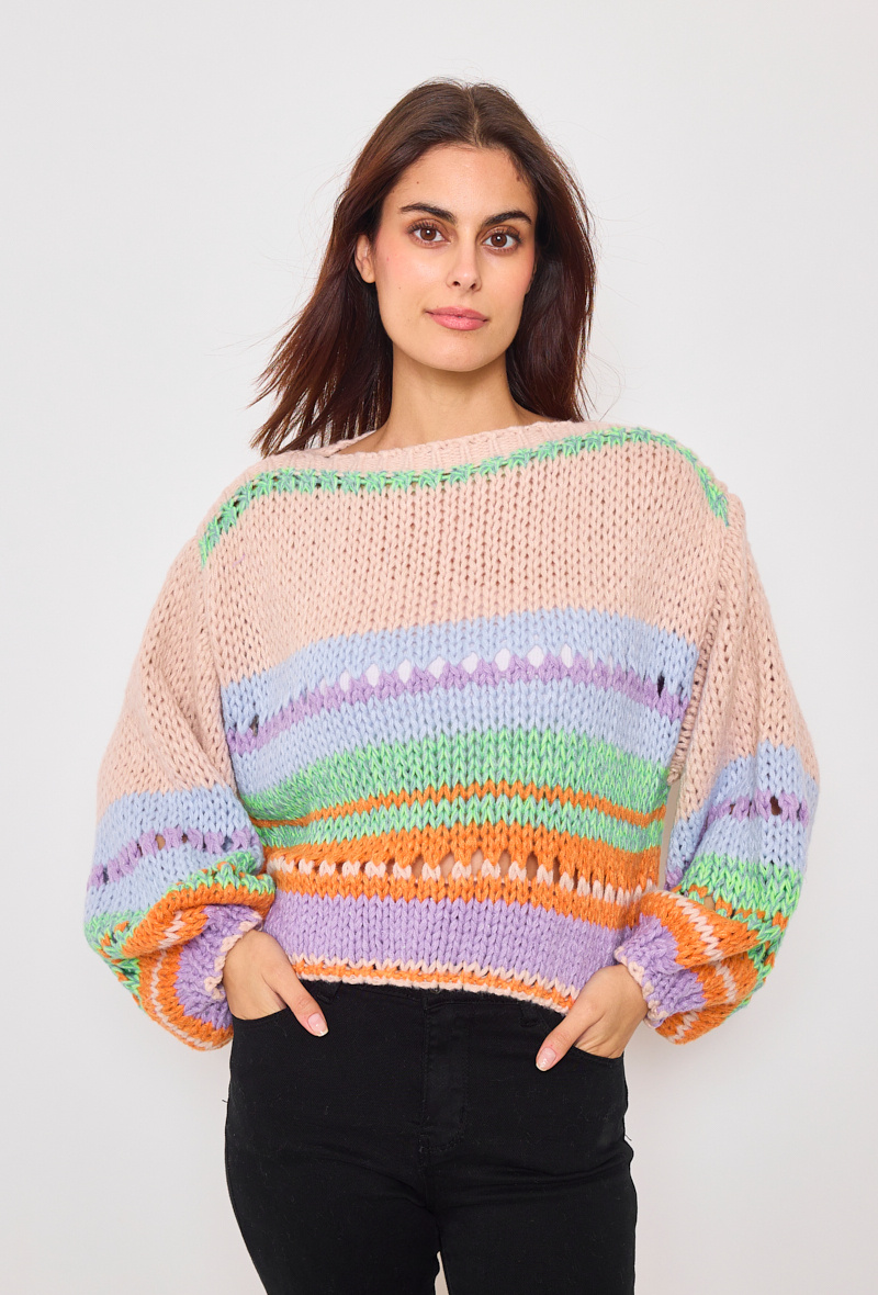 Grossiste KY CREATION - Pull tricot multicolore