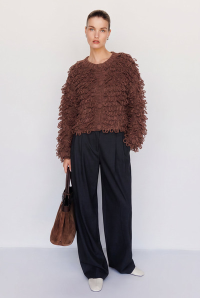 Großhändler KY CREATION - Weiche Bouclé-Strickjacke Großhändler KY CREATION - Weiche Bouclé-Strickjacke