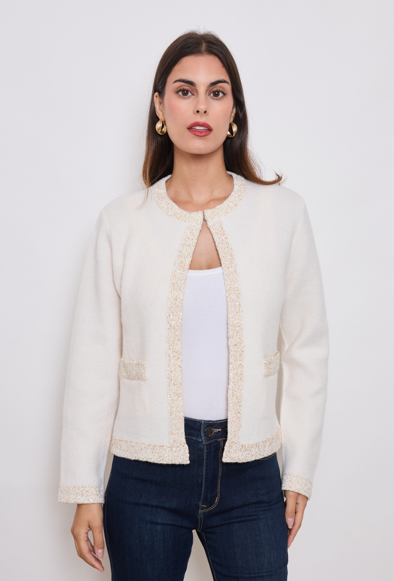 Wholesaler KY CREATION - Cardigan jacket with shiny trims